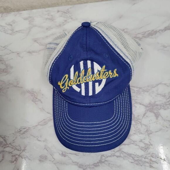 Gold dusters Blue and White Mesh Back Spots Snapback Hat - Picture 2 of 9